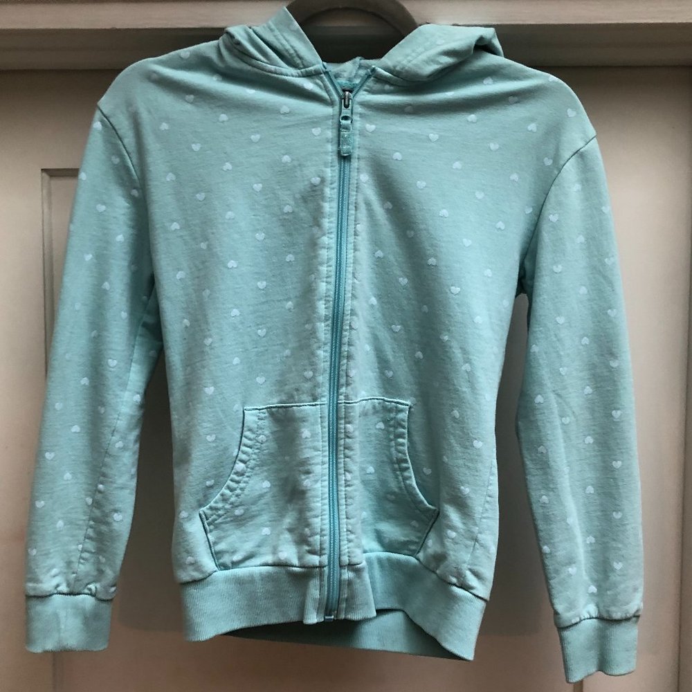Girl's Turquoise Hoodie with Hearts